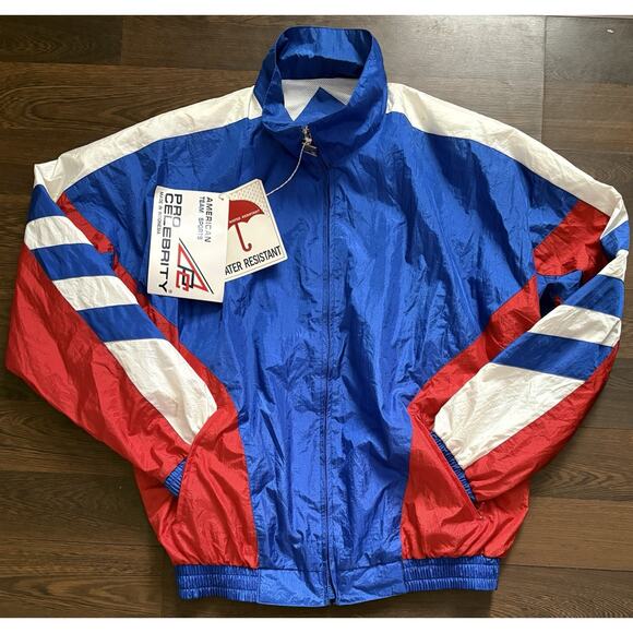 Vtg Pro Celebrity American Team Sports Color Block Windbreaker Jacket Men M Logo